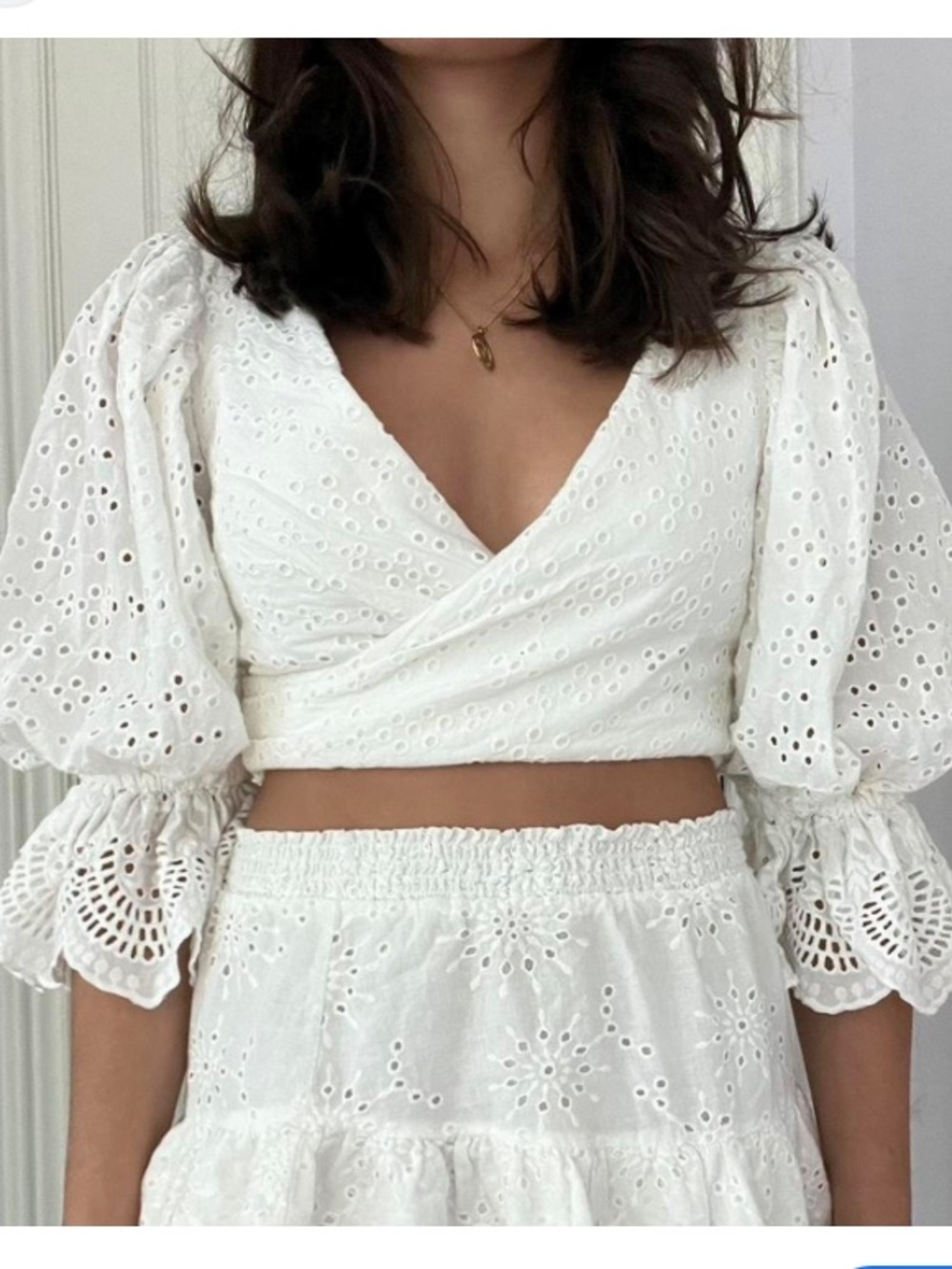 Significant Other White Eyelet Wrap Crop Top size US 6